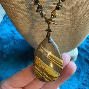 Tiger eye stones and beaded necklace